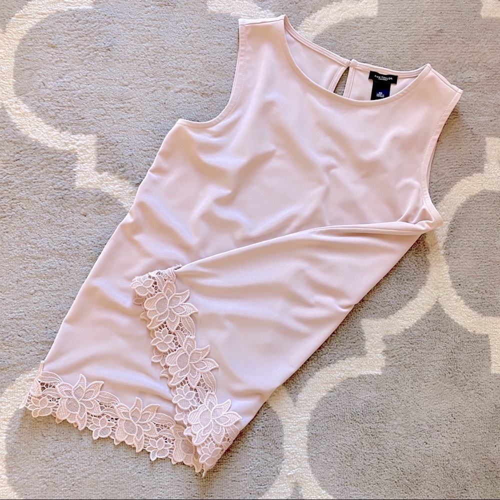 Ann Taylor Factory Blush Top With Lace Hem - XS